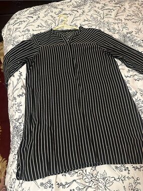 Black and White Vertical Stripe women's Shirt